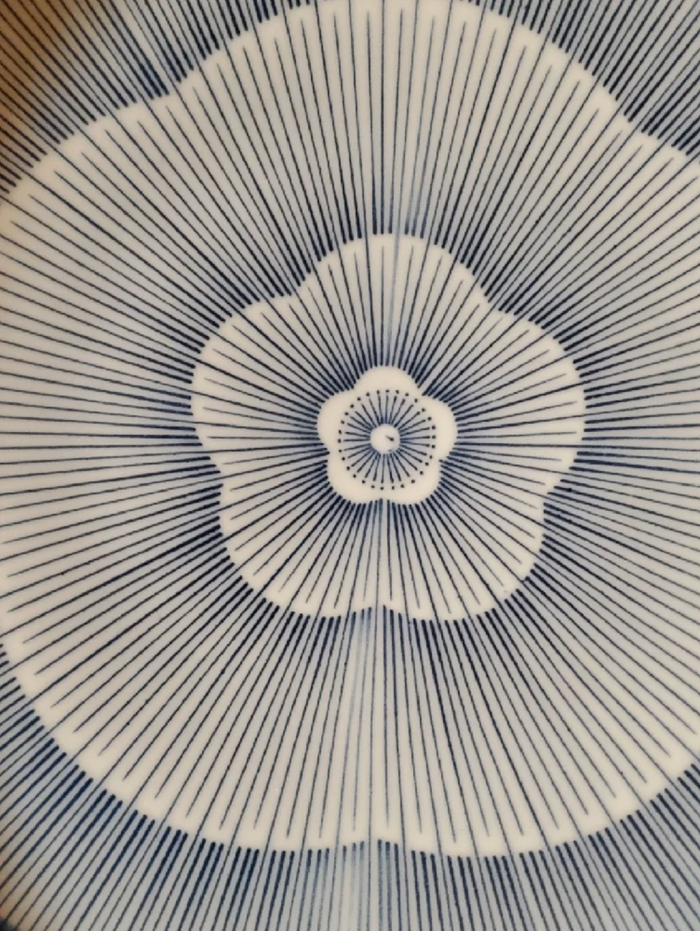 Vintage Blue And White Radiating Lines Serving Bowl